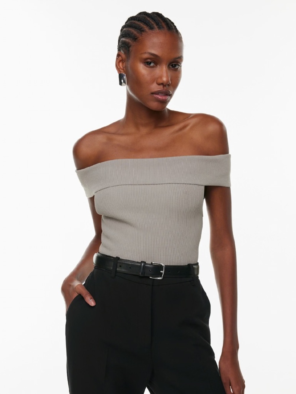 Babaton Off-Shoulder Sculpt Knit Top
